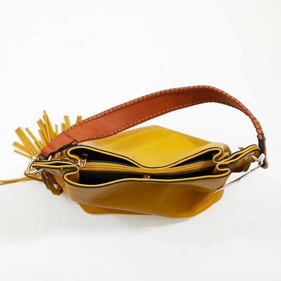 NWT Jen & Co Amber Hobo Vegan Faux Leather Mustard 13x11.5x5 inches - Picture 8 of 9